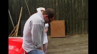 A sexy nurse has sex with a guy straight in his car