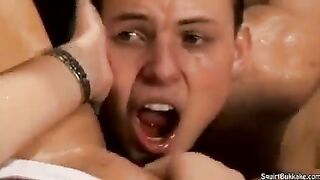 A man came to the girl and made a bukkake right in her mouth