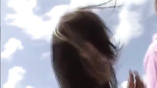 The young girl practices her rest with a guy with a shaggy haircut