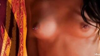 Fingered pussy of a chick with pierced nipples in 60fps video