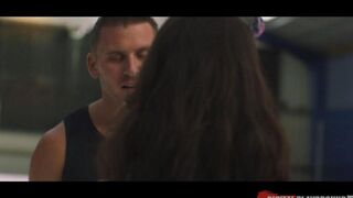 A cute girl became a fan of hockey and wanted to get intimate with a player