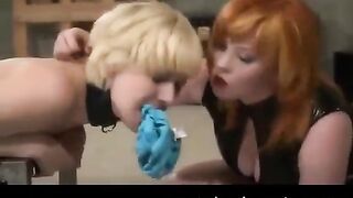 Lesbian sex with a dominatrix and her slave