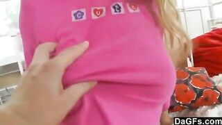 Cute teen wanking her pussy wearing only nylons and panties