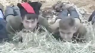 The boy brought the girl to the barn and fucked her in the hay