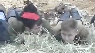 The boy brought the girl to the barn and fucked her in the hay