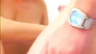 A Russian blonde beauty gets her throat full of cum