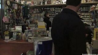 A sexy girl was fucked in the rough in the store