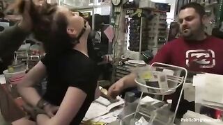 A sexy girl was fucked in the rough in the store