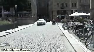 A girl showed her cunt to all the people on the street