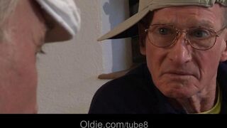 Two old people fucked with two young girlfriends in a steamy scene