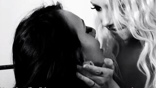 Lesbians fuck each other with dildo, featuring a real couple in action