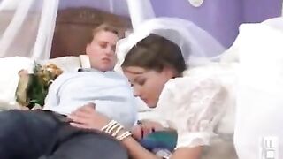 Hot wedding group sex with sexy bride in stockings