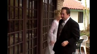 The girl makes a blowjob and has sex with her husband's friend