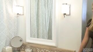 The husband fucked his wife with passion in the bathroom shower
