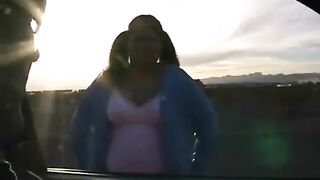 A fat woman with big tits jumping on a man’s dick
