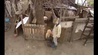 Outdoor sex with a hot Russian slut in the village