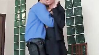 A hot woman fucks her boss in stockings and pantyhose