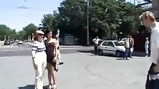 A model is having sex right in the public place