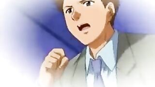 A guy spies on a girl masturbating herself in hentai