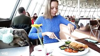 Babe masturbates in the car and reaches a strong orgasm