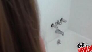Hot brunette with nice butt sucks cock at home