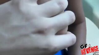 Hot brunette with nice butt sucks cock at home
