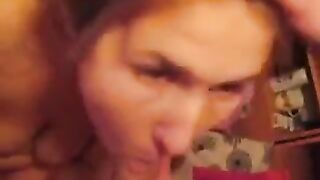 The guy finished right in the mouth of a sexy girl