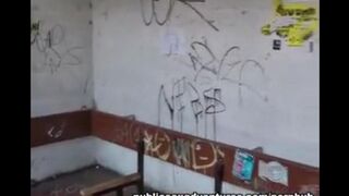 A girl is not ashamed to lick the guy’s cock in public places