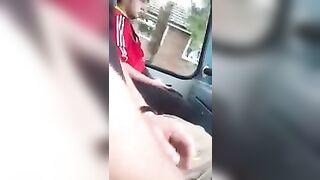 Bus driver did not notice how the guy jerked his dick
