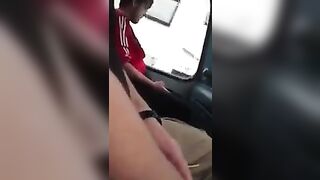 Bus driver did not notice how the guy jerked his dick
