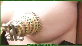 The guy poked needles in the labia of his girlfriend with passion