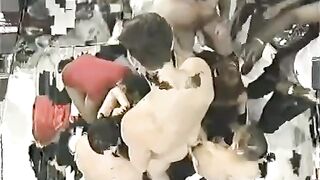 A crowd of guys fucked a young girl with big boobs hardcore