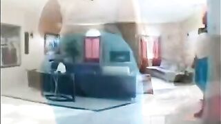 An ebony woman with big ass enjoys having sex on the couch