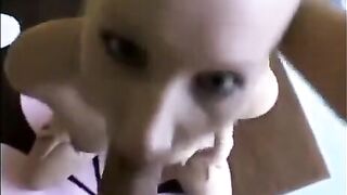 Girl makes a deep blowjob, swallowing all the cum