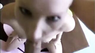 Girl makes a deep blowjob, swallowing all the cum