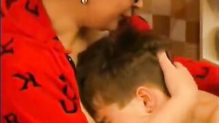 A hot woman with glasses seduced a guy to fuck her hard