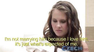 The bride was naughty at the wedding and had lesbian sex