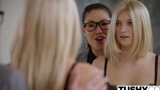 Blondie in stockings gets her ass railed deep