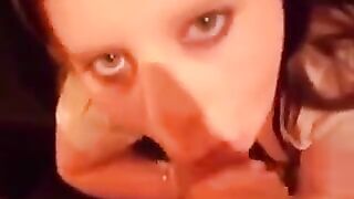 Cute girls like to eat man’s balls during a blowjob, it's a great pleasure