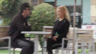A blonde girl was picked up in the car and immediately got intimate