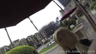 A blonde girl was picked up in the car and immediately got intimate