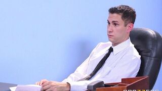 Two girls shared man's dick during an interview, showcasing their skills