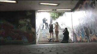 Girl was tied up and fucked on the street by a rough guy