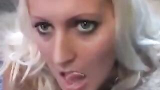 A whims that licks sperm from a spoon in a tender blowjob scene