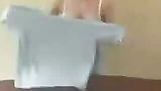 A chick with big milk is doing a master class on how to handle