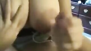 A fat woman swallowed all the sperm without a single drop