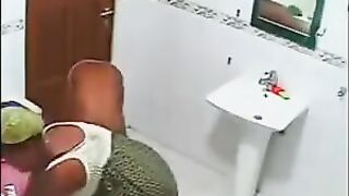 Girls just don't know about the camera in the bathroom, it's quite a scene