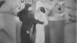 Nostalgic porn from the past (1930s) with a hot threesome scene