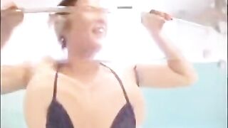 A petite individual struggles to handle a massive challenge in this intense POV scene
