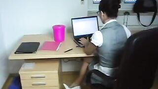 A young secretary gets fucked up by her boss directly at work